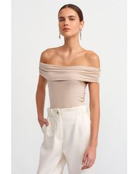 Hiccup - Off Shoulder Ruched Bodycon Top - Lyst