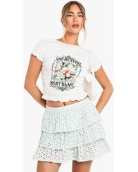Boohoo - Broderie Ruffle Mini Skirt - Lyst