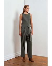 Dilvin - High-Waist Wide-Leg Crepe Trousers - Lyst