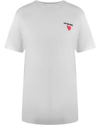 Moschino - Love Small Heart Signature Logo T-Shirt Cotton - Lyst