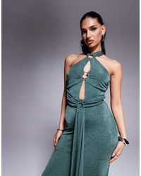 ASOS - Ring Detail Maxi Dress With Tie Back And Sash - Lyst