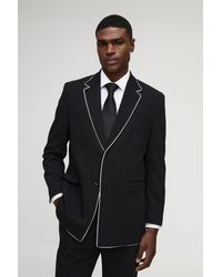 BoohooMAN - Straight Fit Contrast Edge Blazer - Lyst