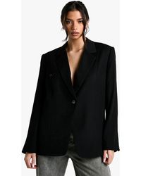 Boohoo - Woven Oversized Tailored Shoulder Pad Blazer - Lyst