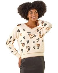 Roman - Scattered Heart V-Neck Knit Jumper - Lyst
