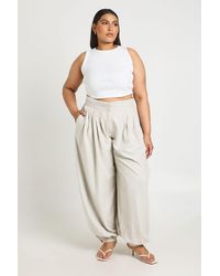 Boohoo - Plus Peached Pleated Balloon Cuff Trousers - Lyst