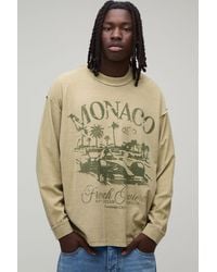 BoohooMAN - Oversized Monaco Racing Wash Exposed Seam Long Sleeve T-Shirt - Lyst
