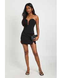 Boohoo - Bengaline Cut Out Bandeau Corset Top - Lyst