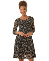 Roman - Geo Print Lace Stretch Dress - Lyst