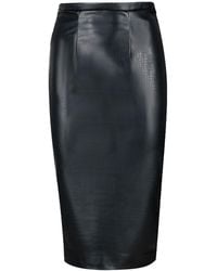 Conquista - Faux Croc Leather High Waist Pencil Skirt - Lyst