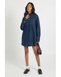 Boohoo - Tall Long Sleeve Denim Dress - Lyst