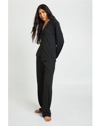 Boohoo - Tall Soft Touch Button Through Shirt And Trouser Pyjama Set - Lyst