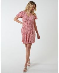 Blue Vanilla - Double Ruffle Empire Shirred Mini Dress - Lyst