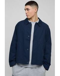 BoohooMAN - Oversized Boxy Raglan Twill Harrington Jacket - Lyst
