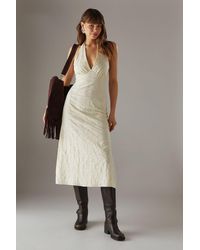 Warehouse - Floral Cotton Halter Midi Sundress - Lyst