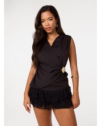 Pink Vanilla - Stone Buckle Cross Over Slinky Top - Lyst