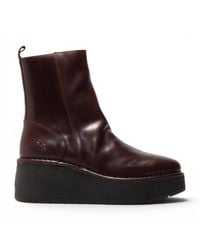 Fly London - Leather Wedge Heel Platform Ankle Boots - Lyst