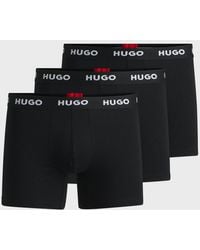 HUGO - Three-Pack Of Stretch-Cotton Boxer Briefs With Logo Waistbands Nos , Size: L - Lyst