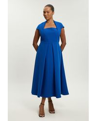 Karen Millen - Plus Size Square Neck Tailored Full Skirted Maxi Dress - Lyst