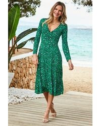 Sosandar - Leopard Print Wrap Front Midi Dress - Lyst