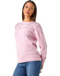 Roman - Sparkly Diamante Knit Jumper - Lyst