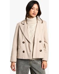 Boohoo - Petite Wool Look Double Breasted Blazer - Lyst