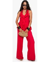 Boohoo - Woven Crinkle Seam Detail Wide Leg Trouser - Lyst