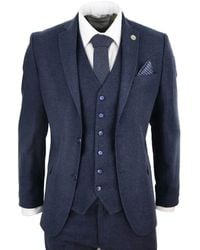 TruClothing - 3-delig Marineblauw Wollen Tweed Vintage Retro Pak - Lyst
