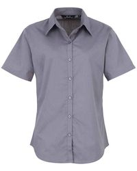 PREMIER - Ladies Poplin Short-Sleeved Blouse (Steel) - Lyst