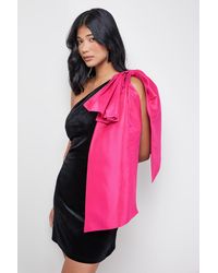 Oasis - Velvet Taffeta Bow One Shoulder Mini Dress - Lyst