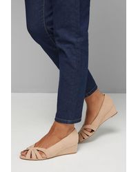Good for the Sole - Wide Fit Millie Faux Suede Comfort Low Wedge Peeptoe Court Shoes - Lyst