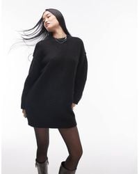 TOPSHOP - Knitted Oversized Crew Mini Dress With Exposed Seam Detail - Lyst