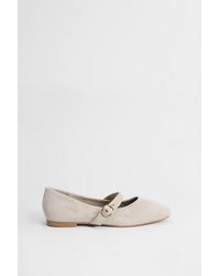 Oasis - Matilda Faux Suede Mary-Jane Soft Ballet Pumps - Lyst