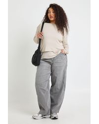 Boohoo - The Plus Mid Waist Barrel Jean - Lyst