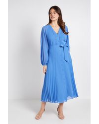 Wallis - Chiffon Pleat Detail Midi Dress - Lyst