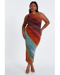 Quiz - Curve Ombre Print Ruched Midaxi Dress Material_Polyester - Lyst