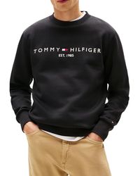 Tommy Hilfiger - Fleece Sweatshirt Embroidered Logo Pullover Crew Neck Jumper - Lyst