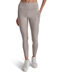 DKNY - High Waist 7/8 Logo Tight Legging Driftwood - Lyst