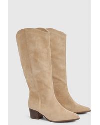 Boohoo - Wide Fit Clean Western Day Cowboy Boots - Lyst