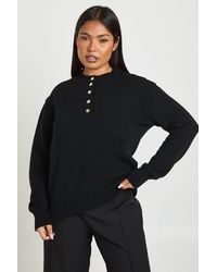 Boohoo - Plus Button Crew Neck Jumper - Lyst