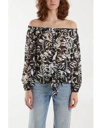 Blue Vanilla - Tie Front Bardot Top - Lyst