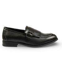 Infinity Leather - Faux Fringe Monk Strap Slip-On Loafers Shoes - Lyst