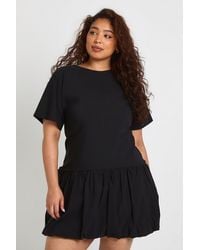 Boohoo - Plus Puff Ball Drop Hem Mini Dress - Lyst