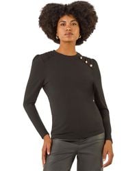 Roman - Ruched Button Stretch Top - Lyst