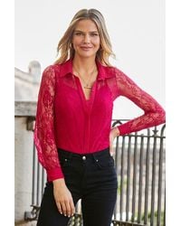 Sosandar - Hot Luxe Lace Shirt Nylon - Lyst