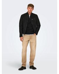 ONLY - Solid Patterned Bike Jacket With Zipped Pocket - Lyst