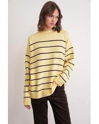 MixRay - Gestreifter Rundhals Relaxed Strickpullover - Lyst