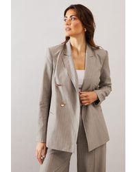 Wallis - Double Breasted Pinstripe Blazer - Lyst
