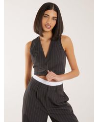 Pink Vanilla - Pinstripe Cropped Waistcoat - Lyst