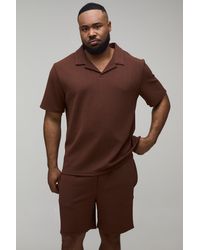 BoohooMAN - Plus Short Sleeve Jersey Herringbone Regular Polo Shirt & Set - Lyst
