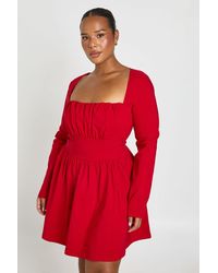 Boohoo - Plus Bengaline Corset Long Sleeve Skater Dress - Lyst